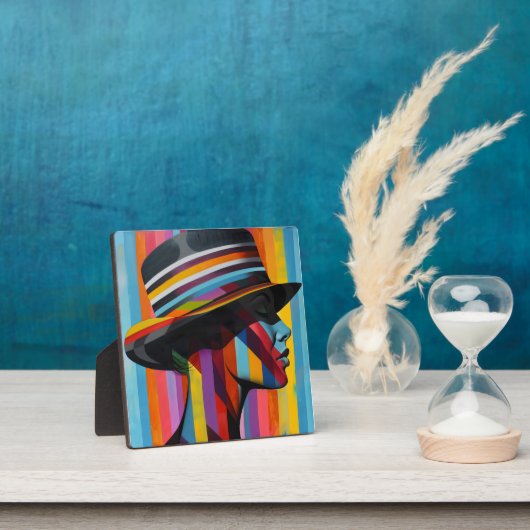 Frauen in farbenfroher Hut 2 markante Silhouette Fotoplatte (InSitu)