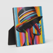 Frauen in farbenfroher Hut 2 markante Silhouette Fotoplatte (Vorderseite)