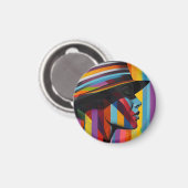 Frauen in farbenfroher Hut 2 markante Silhouette Magnet (Vorderseite/Rückseite)