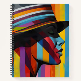 Frauen in farbenfroher Hut 2 markante Silhouette Notizblock