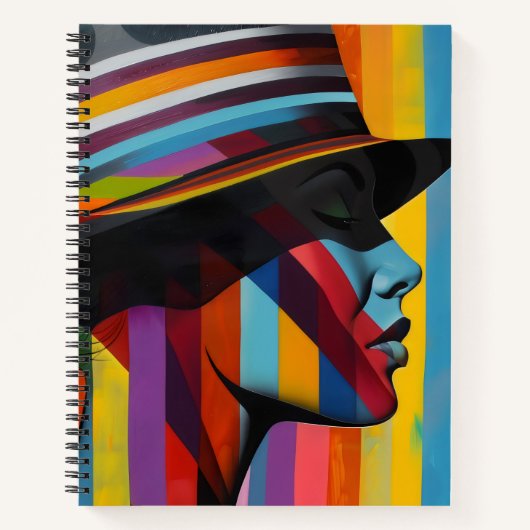 Frauen in farbenfroher Hut 2 markante Silhouette Notizblock (Vorderseite)