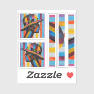 Frauen in farbenfroher Hut markante Silhouette Aufkleber