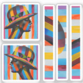 Frauen in farbenfroher Hut markante Silhouette Aufkleber (Vorderseite)