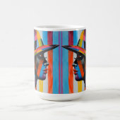 Frauen in farbenfroher Hut markante Silhouette Kaffeetasse (Mittel)
