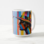 Frauen in farbenfroher Hut markante Silhouette Kaffeetasse (VorderseiteRechts)