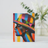 Frauen in farbenfroher Hut markante Silhouette Postkarte (Stehend Vorderseite)