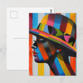 Frauen in farbenfroher Hut markante Silhouette Postkarte (Vorne/Hinten)