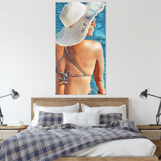 Frauen in Hut am Pool große Leinwand drucken Wandk (Insitu (Schlafzimmer))