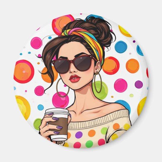 Frauen in LGBTQ Regenbogen Bandana mit Kaffee Magnet (Vorne)