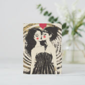 Frauen in Liebe Küssen in Matratzen Postkarte (Stehend Vorderseite)