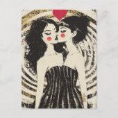 Frauen in Liebe Küssen in Matratzen Postkarte (Vorderseite)