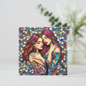 Frauen in Liebe | Romantische Embrace Karte (Stehend Vorderseite)