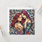 Frauen in Liebe | Romantische Embrace Karte (Vorderseite/Rückseite Beispiel)