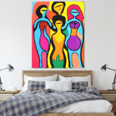 Frauen in Mesmerisiering Art Brut und Psychedelic Leinwanddruck (Insitu (Schlafzimmer))