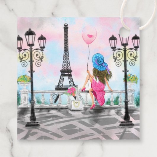 Frauen in Paris Eiffelturm-Geschenkartikel Geschenkanhänger (Rückseite)