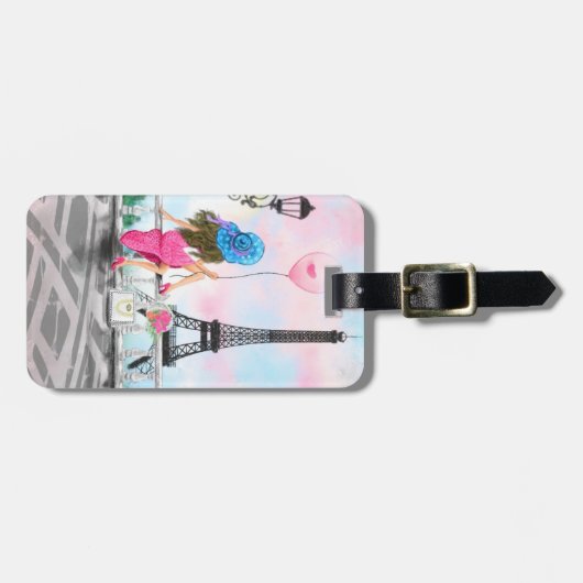Frauen in Paris Gepäckmarke Geschenk - Eiffelturm Gepäckanhänger (Vorderseite horizontal)