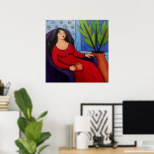 Frauen in Red Relaxing Poster (Heimbüro)