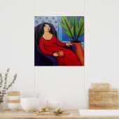 Frauen in Red Relaxing Poster (Küche)