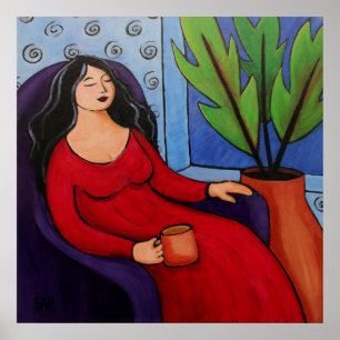 Frauen in Red Relaxing Poster