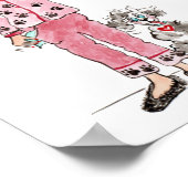 Frauen in Schlafanzug brauchen ihren zeichnend Kaf Poster (Ecke)