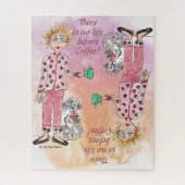 Frauen in Schlafanzug brauchen ihren zeichnend Kaf Puzzle (Vertikal)