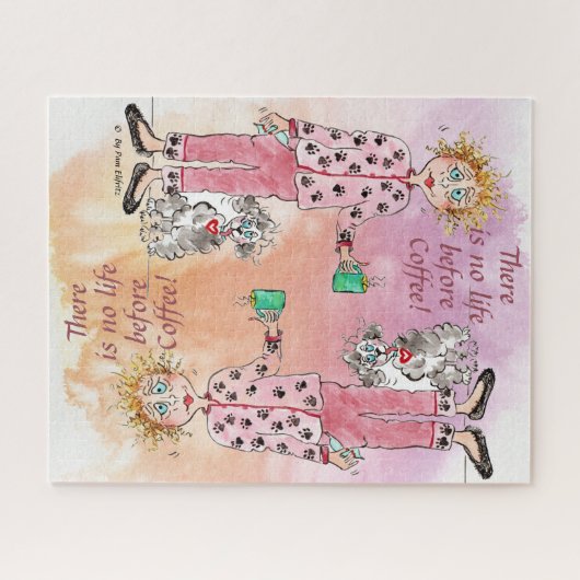 Frauen in Schlafanzug brauchen ihren zeichnend Kaf Puzzle (Horizontal)