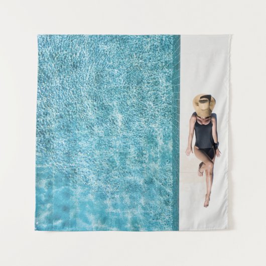 Frauen in schwarzem Bikini Boden und weißer Sonnen Wandteppich (Vorderseite)