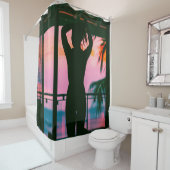 Frauen in schwarzem Panzeroberteil und Hosen auf B Duschvorhang (Beispiel)