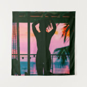 Frauen in schwarzem Panzeroberteil und Hosen auf B Wandteppich (Vorderseite)