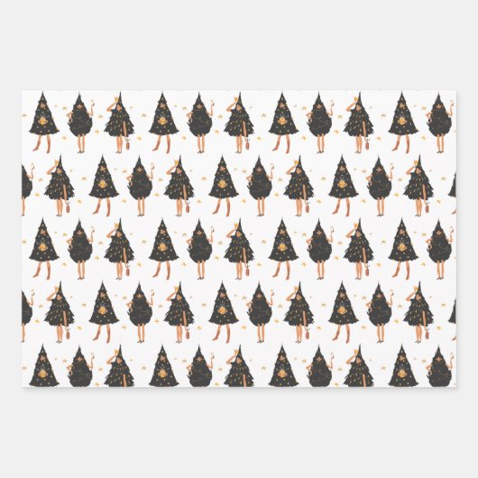 Frauen in schwarzem Weihnachtsbaum gekleidet Geschenkpapier Set (Vorderseite 2)
