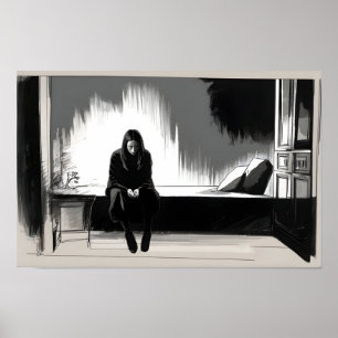 Frauen in schwerer Depressionskunst Poster