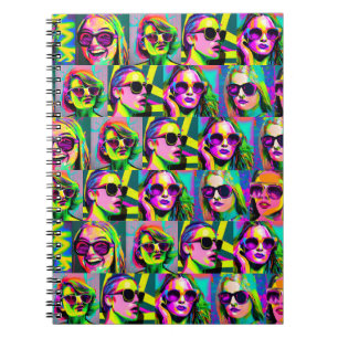Frauen in Sonnenbrille Farbenfrohe digitale Kunst Notizblock