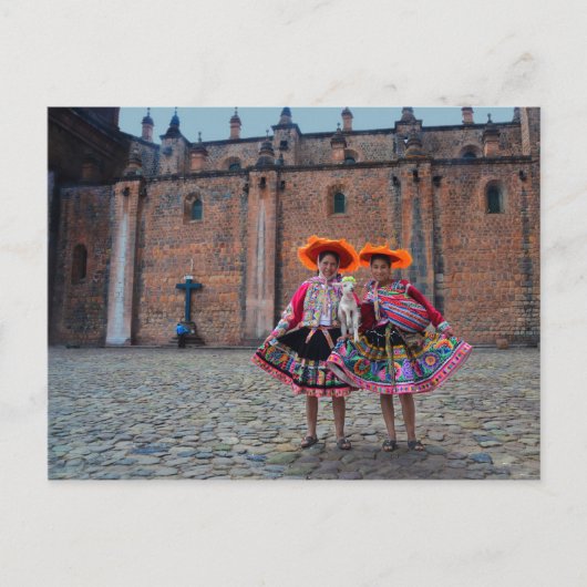 Frauen in traditioneller Kleidung, Cusco, Peru Postkarte (Vorderseite)