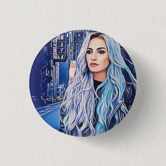 Frauen in urbaner Abstrakter Kunst Button (Vorderseite)