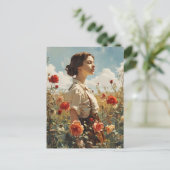 Frauen in Vintagen Rose Postkarte (Stehend Vorderseite)