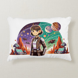 Frauen in Weltraumuniform Dekokissen