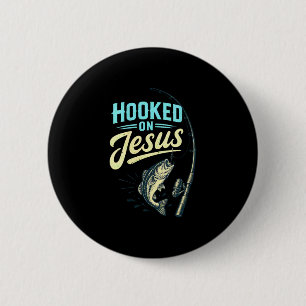 Frauen Jesus Glaube Fisch Angeln Vintage-Design Button