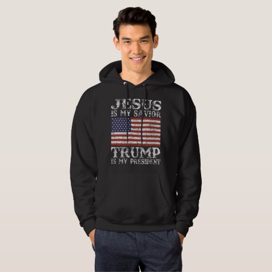 Frauen Jesus ist mein Retter Trump ist mein Präsid Hoodie (Vorne ganz)
