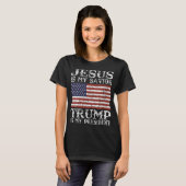 Frauen Jesus ist mein Retter Trump ist mein Präsid T-Shirt (Vorne ganz)