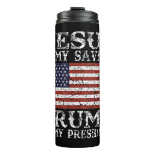 Frauen Jesus ist mein Retter Trump ist mein Präsid Thermosbecher