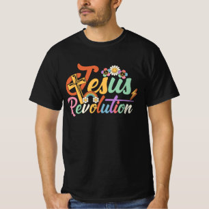 Frauen Jesus Revolution Groovy Blume Vintag Chri T-Shirt