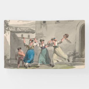 Frauen kämpfen in Rom, Italien (Historische Szene) Banner