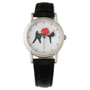 Frauen Kampfsport-Workout-Praxis-Silhouette Armbanduhr