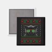Frauen Katze hässlicher Weihnachtspullover Stil lu Magnet (Vorderseite/Rückseite)
