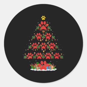 Frauen Katze Hund Pfote Weihnachtsbaum Pyjama Welp Runder Aufkleber