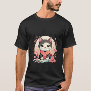 Frauen Katze Japanische Sakura Kirschblüten Katze T-Shirt
