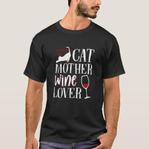 Frauen Katze Mutter Wein T-Shirt