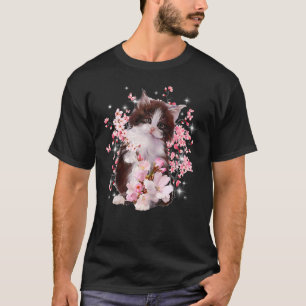 Frauen Katze Rosa Blume für Katze T-Shirt