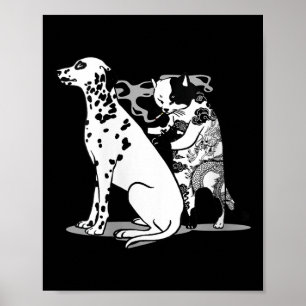 Frauen Katze und Hund Tattoo Funny Tattoo Liebhabe Poster