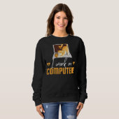 Frauen Katzen Mama ich arbeite auf Computer-Katz Sweatshirt (Vorne ganz)